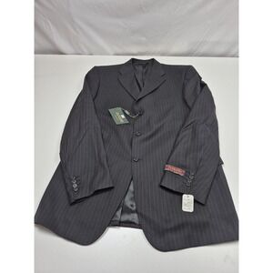 Zanieri Suit Jacket Mens 44L Gray Pinstripe Wool Super 100 Made In Italy